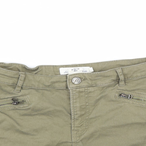 H&M Womens Green  Denim Hot Pants Shorts Size 12