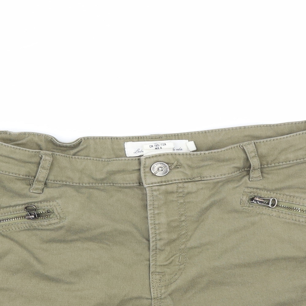 H&M Womens Green  Denim Hot Pants Shorts Size 12