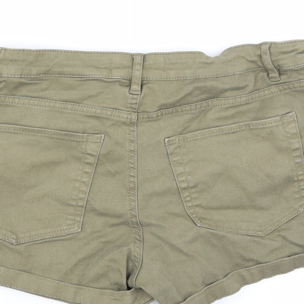 H&M Womens Green  Denim Hot Pants Shorts Size 12