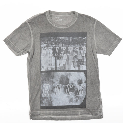 Indigo Mens Grey    T-Shirt Size S  - brixton