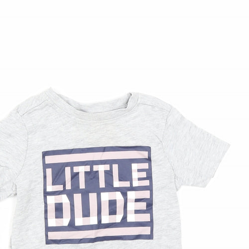 Nutmeg Baby Grey   Basic T-Shirt Size 12-18 Months  - little dude