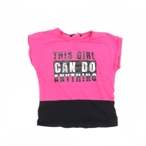 George Girls Pink   Basic T-Shirt Size 7-8 Years  - this girl can do anything