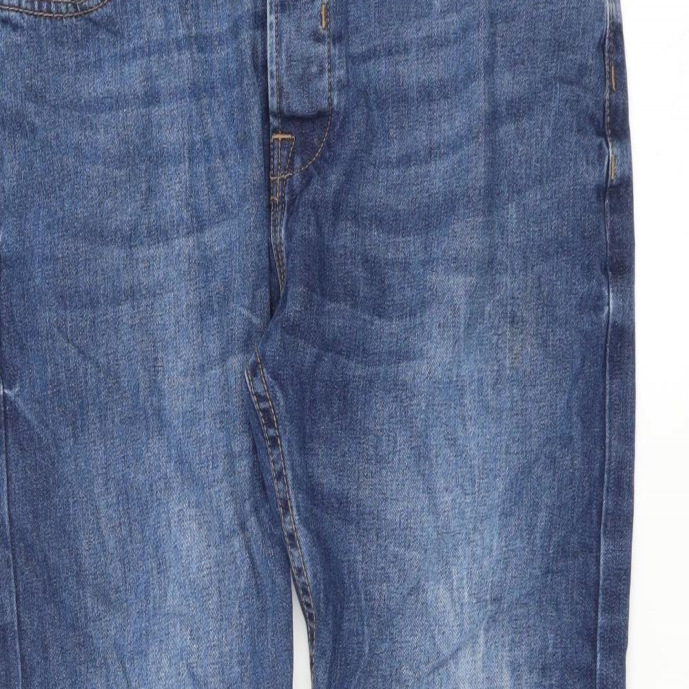 Peacocks Mens Blue  Denim Straight Jeans Size 34 in L31 in - distressed