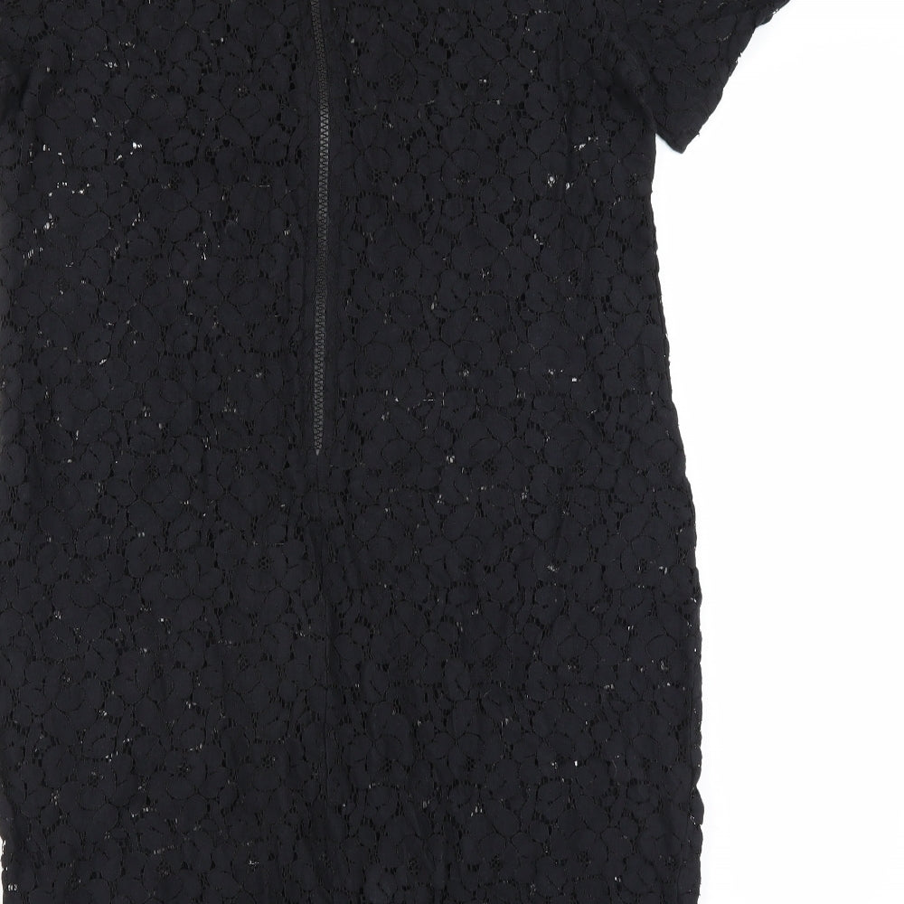 ASOS Womens Black Floral  T-Shirt Dress  Size 10  - sheer lace, when was the last time