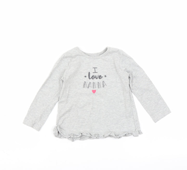 George Girls Grey   Basic T-Shirt Size 18-24 Months  - i love nanna
