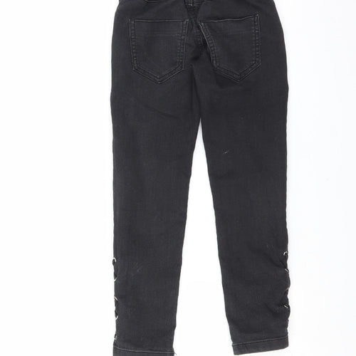 Blue Zoo Girls Black  Denim Skinny Jeans Size 7 Years - tie side leg detail