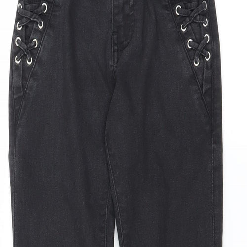 Blue Zoo Girls Black  Denim Skinny Jeans Size 7 Years - tie side leg detail