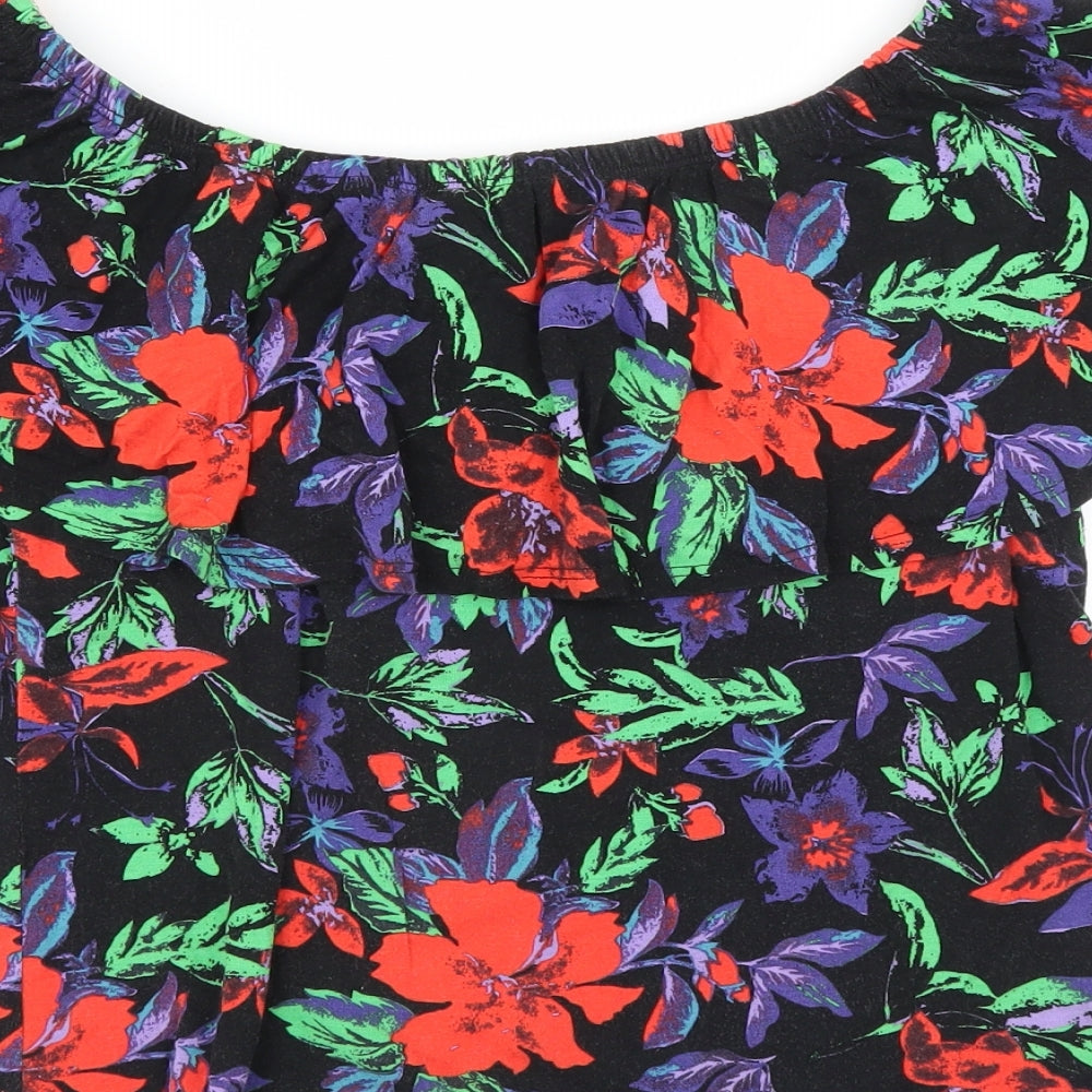 Primark Womens Black Floral  Basic Blouse Size 6