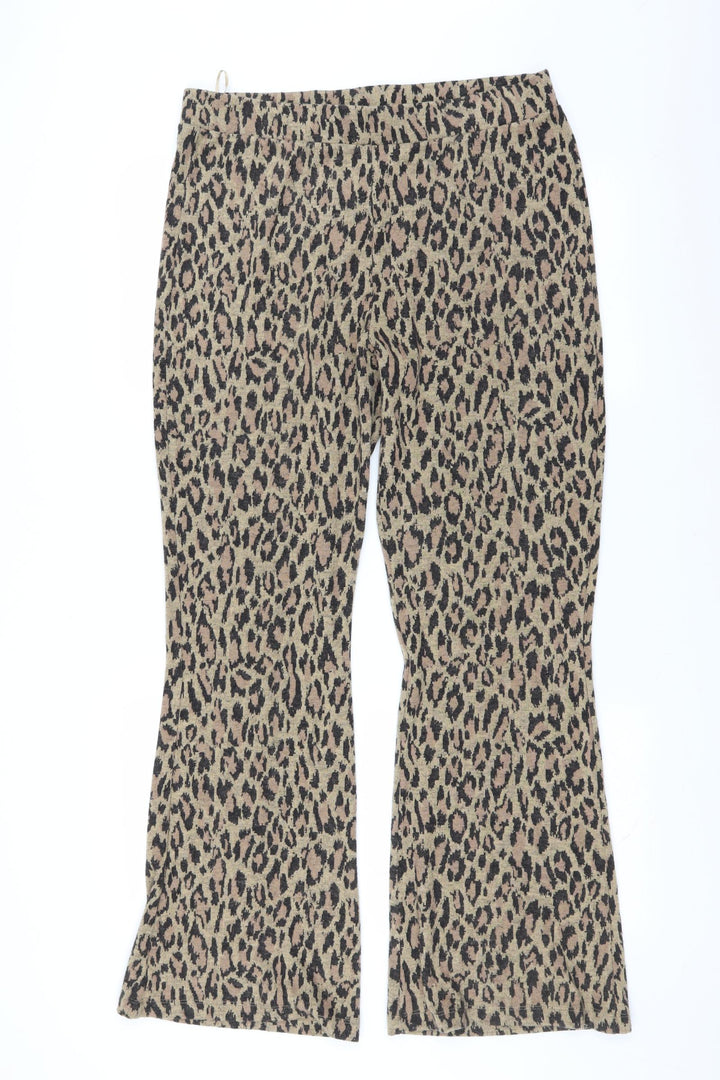 F&F Womens Brown Animal Print Trousers Size 14 L32 in - bootcut