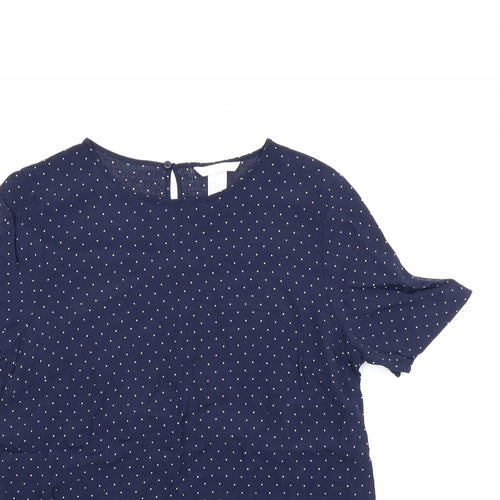 H&M Womens Blue   Basic Blouse Size 8  - Dotted