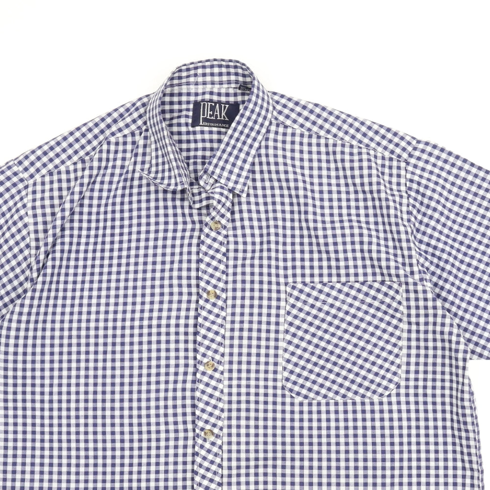 Peak Performance Mens Blue Check   Button-Up Size L
