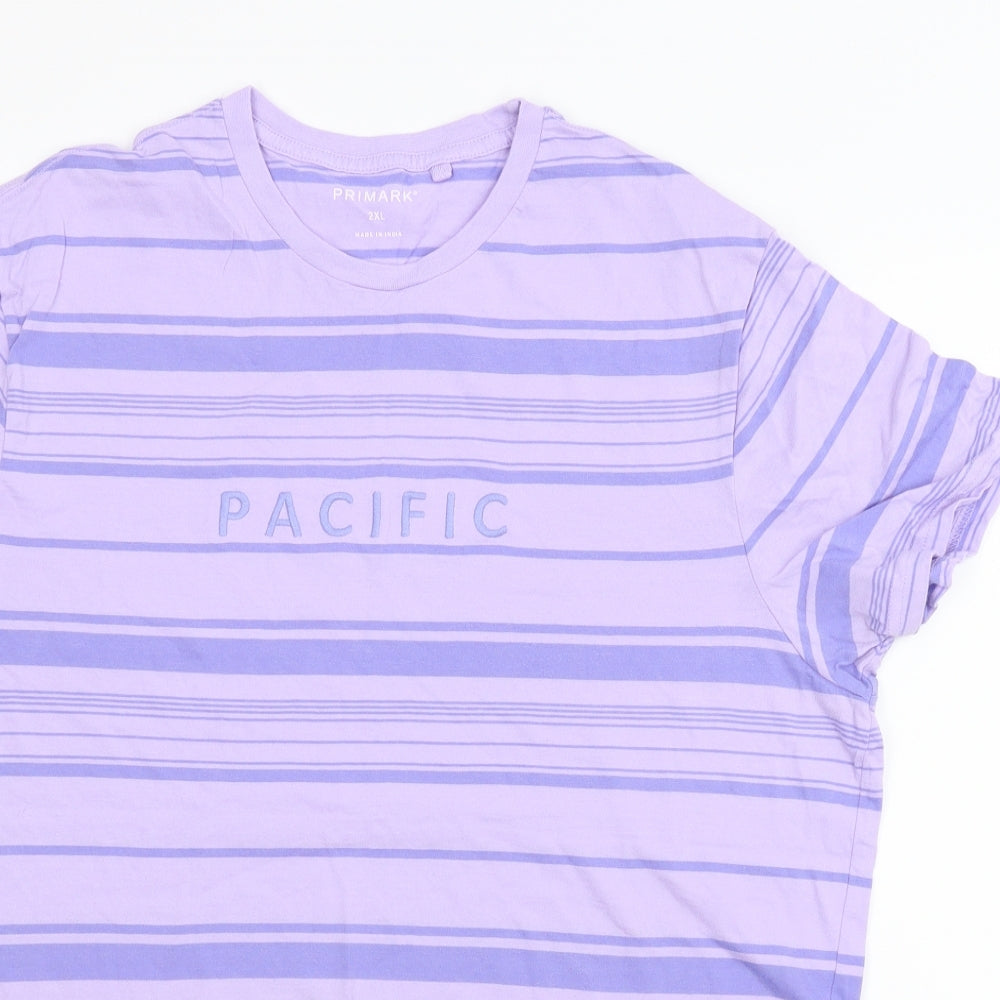 Primark Mens Purple Striped   T-Shirt Size 2XL