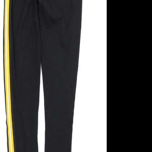 New Look Womens Black Striped  Capri Leggings Size 8 L24 in