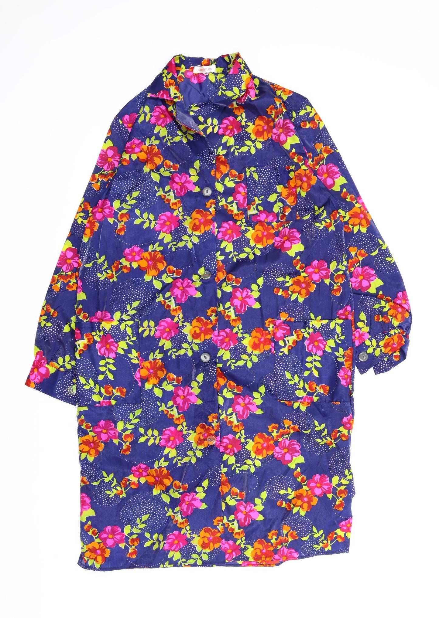 Preworn Womens Blue Floral  Kimono Button-Up Size XL