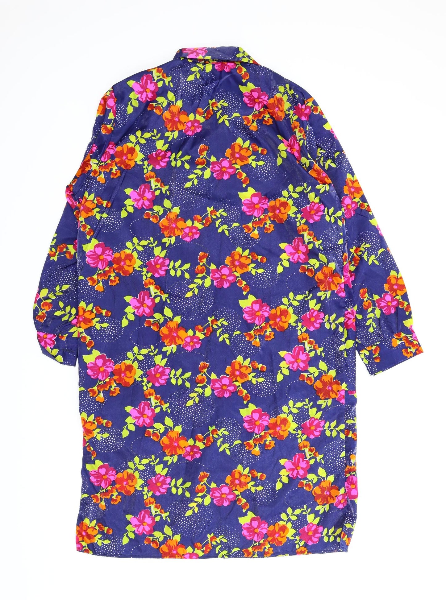 Preworn Womens Blue Floral  Kimono Button-Up Size XL