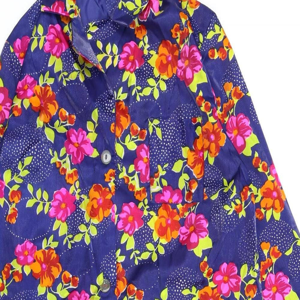 Preworn Womens Blue Floral  Kimono Button-Up Size XL