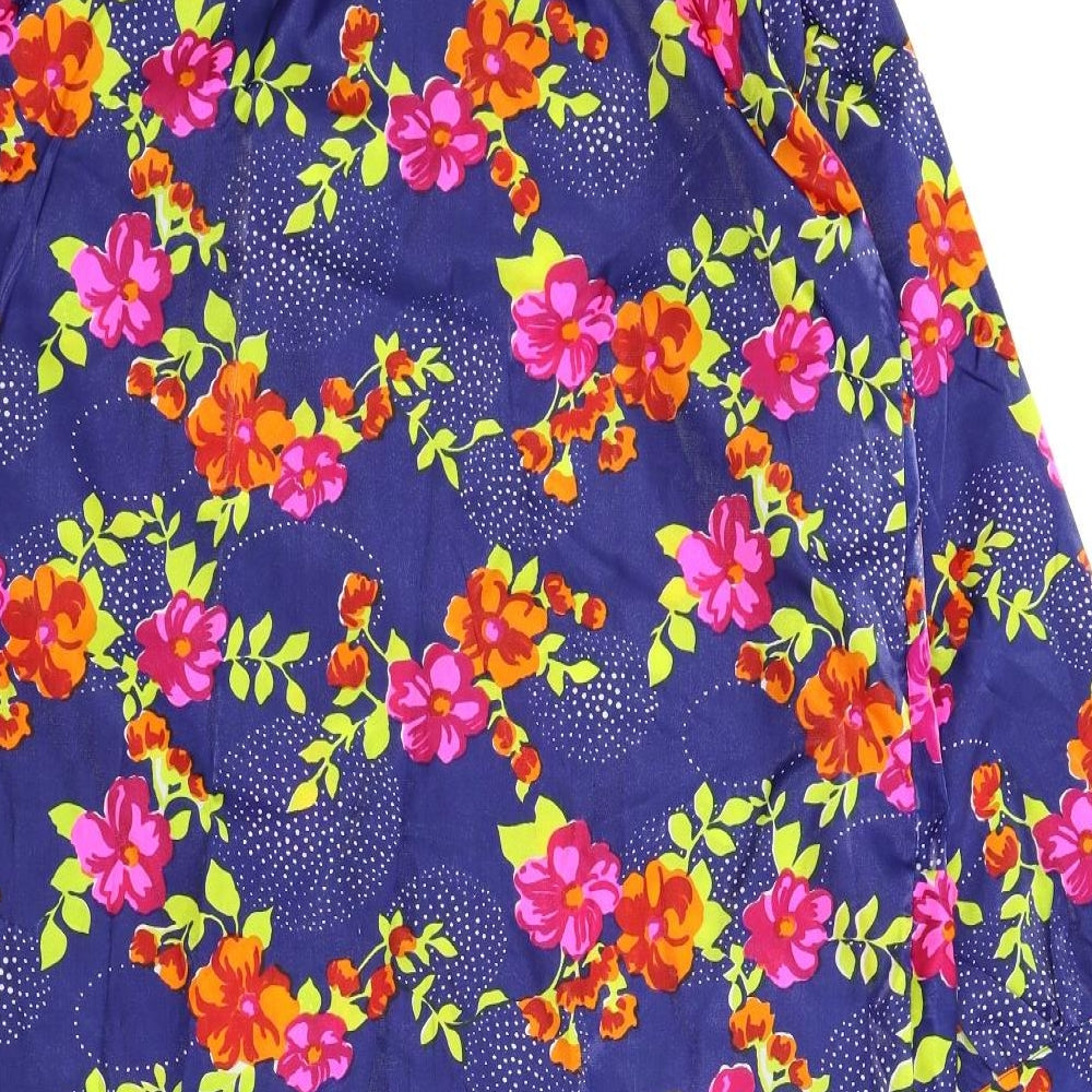 Preworn Womens Blue Floral  Kimono Button-Up Size XL