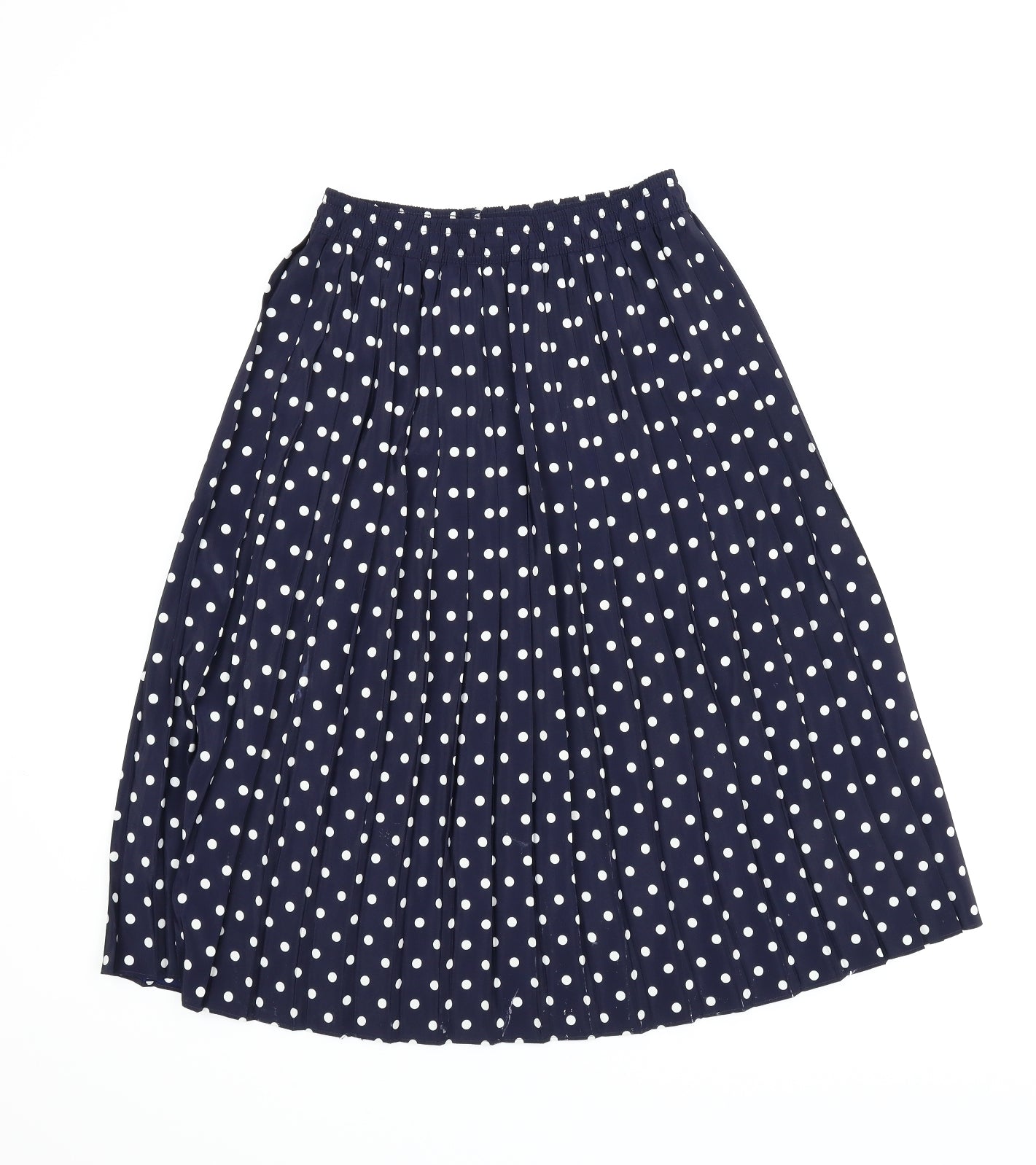 M&S Womens Blue Polka Dot  Pleated Skirt Size 12