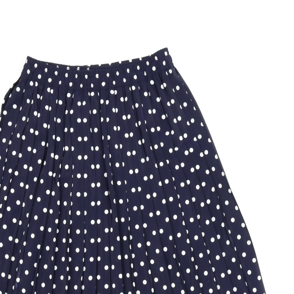M&S Womens Blue Polka Dot  Pleated Skirt Size 12