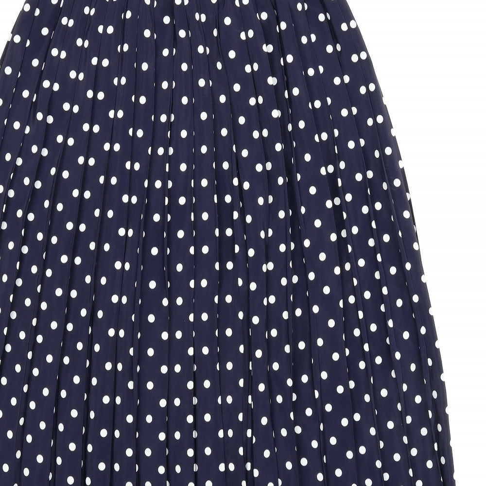 M&S Womens Blue Polka Dot  Pleated Skirt Size 12