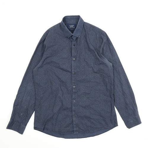 F&F Mens Blue Paisley   Button-Up Size 15.5