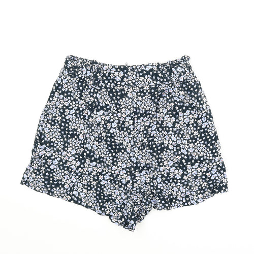 H&M Womens Blue Floral  Paperbag Shorts Size 12