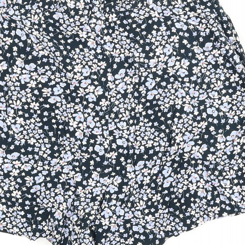 H&M Womens Blue Floral  Paperbag Shorts Size 12