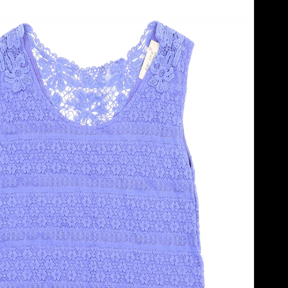 M&S Womens Blue Floral  Basic Blouse Size 8