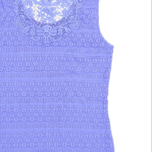 M&S Womens Blue Floral  Basic Blouse Size 8