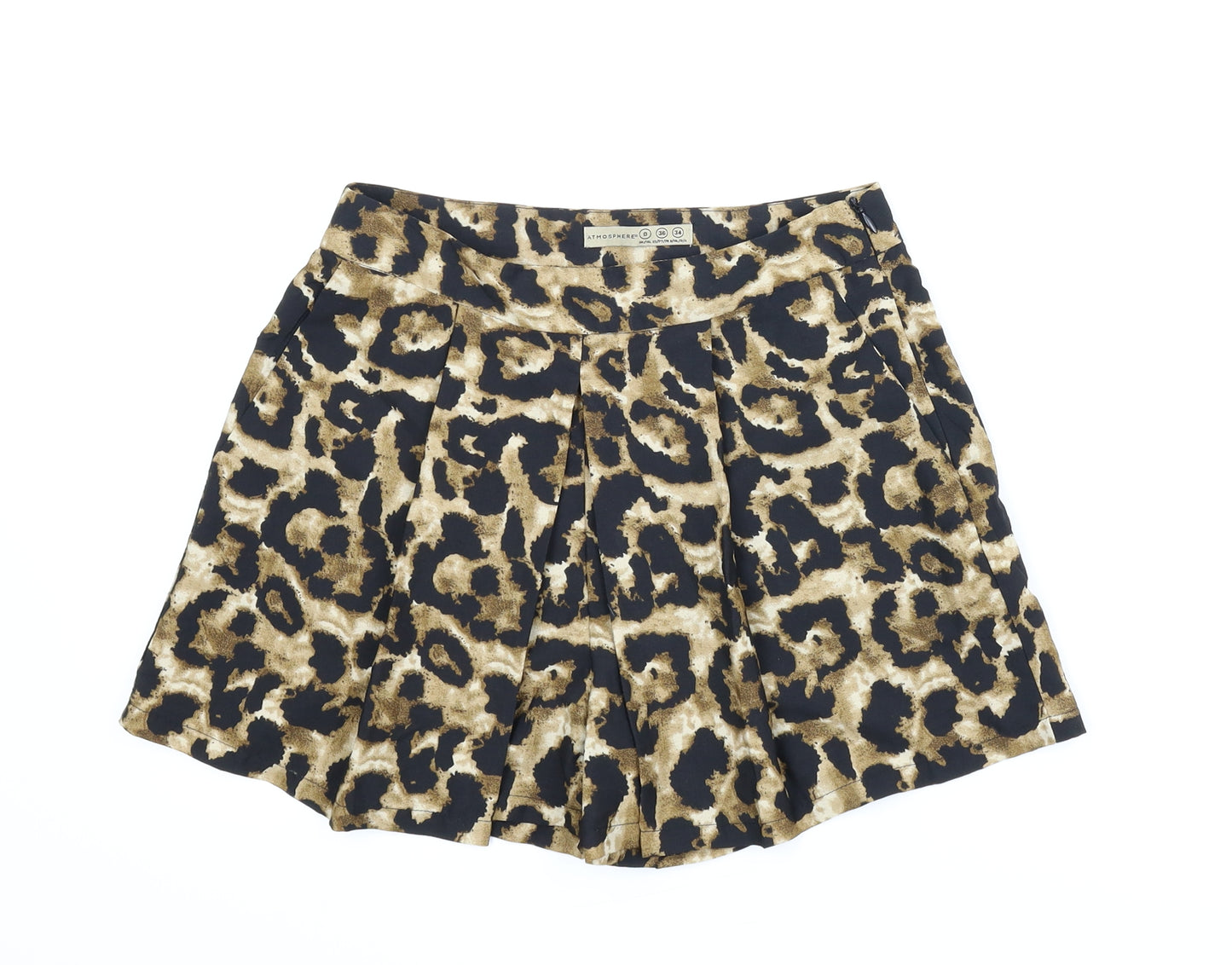 Atmosphere Womens Beige Animal Print  Culotte Shorts Size 8