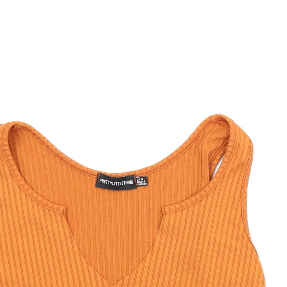 PRETTYLITTLETHING Womens Orange   Cropped Tank Size 6