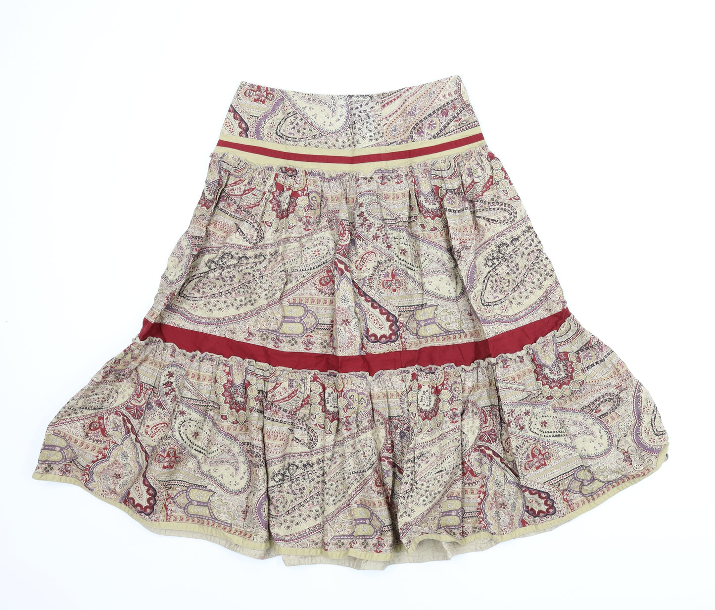 Zara Womens Beige Paisley  Peasant Skirt Size S