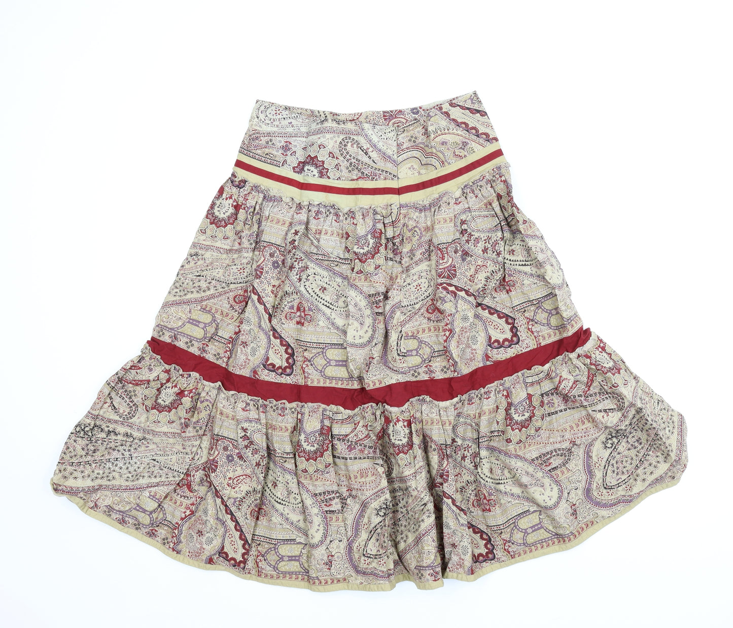 Zara Womens Beige Paisley  Peasant Skirt Size S