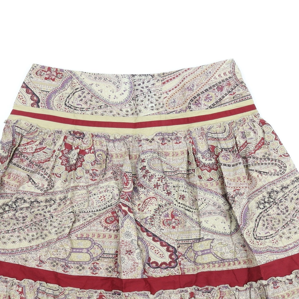 Zara Womens Beige Paisley  Peasant Skirt Size S