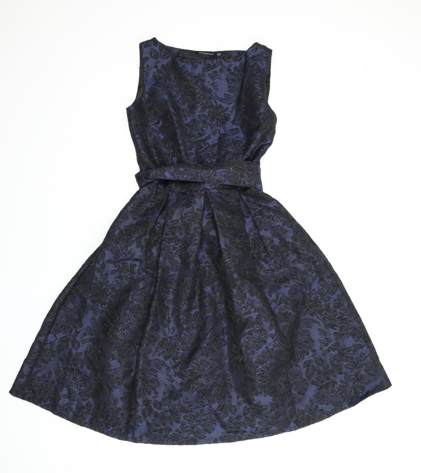 Atmosphere Womens Blue Floral  A-Line  Size 8  - Belt included