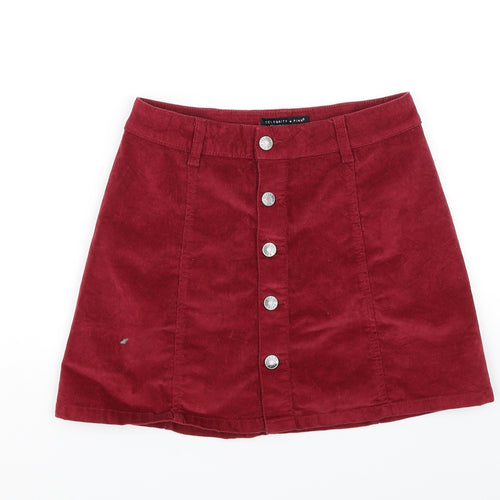 Celebrity Pink Womens Red   Flare Skirt Size 28 in