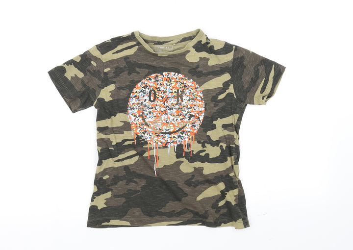 NEXT Boys Green Geometric Basic T-Shirt Size 7 Years