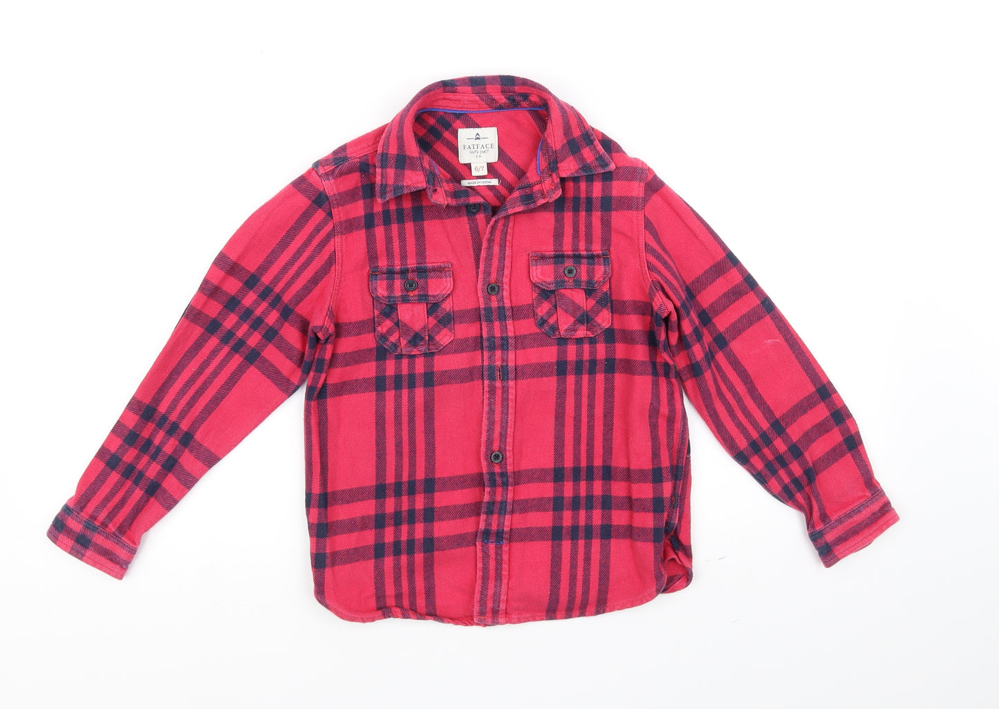 Fat Face Girls Pink Check  Basic Button-Up Size 6-7 Years