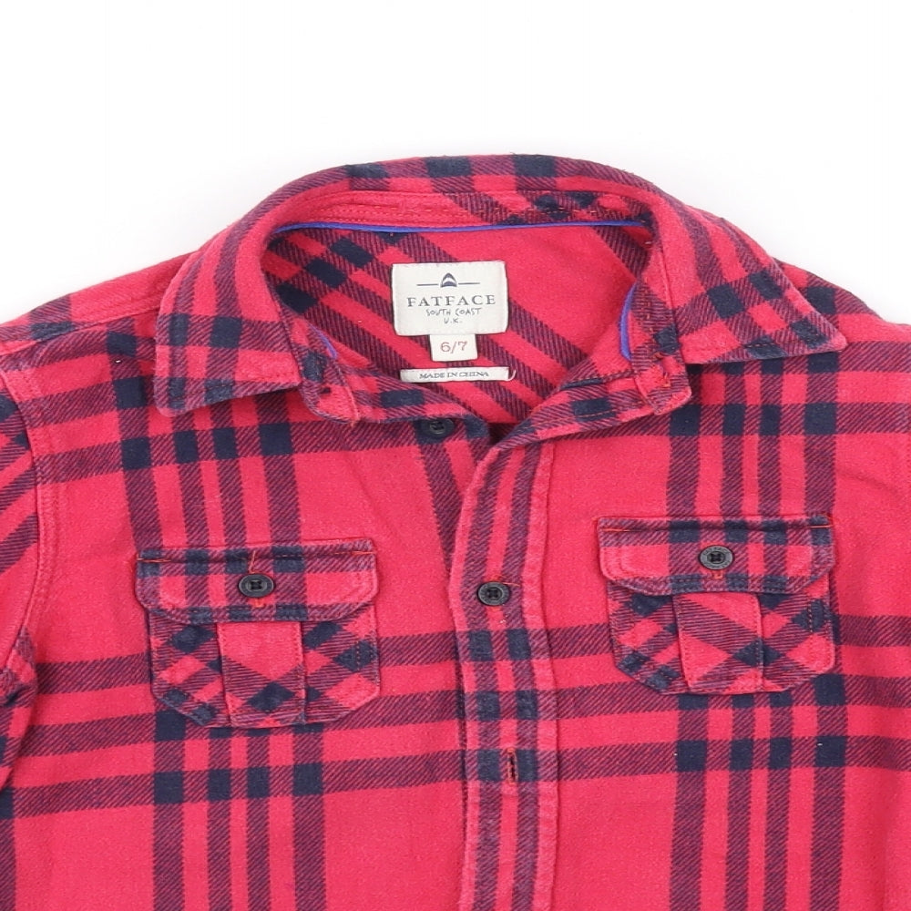 Fat Face Girls Pink Check  Basic Button-Up Size 6-7 Years