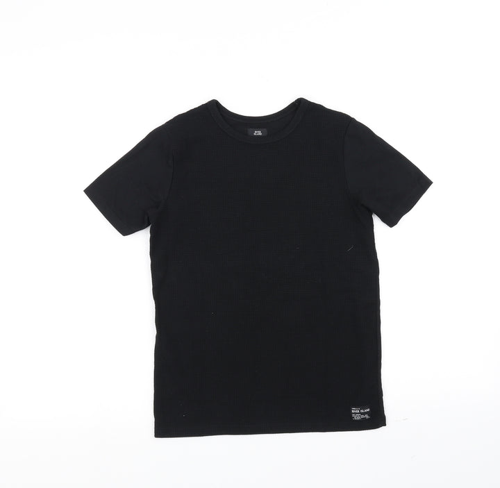 River Island Girls Black Basic T-Shirt Size 7-8 Years