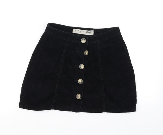 Front view of Denim & Co. women’s black flare skirt, size UK 10