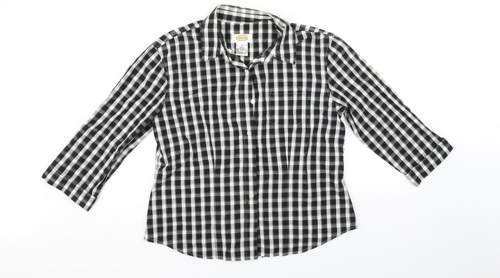 Talbots Mens Black Check Button-Up Size M