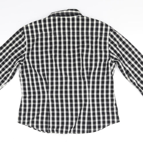 Talbots Mens Black Check   Button-Up Size M