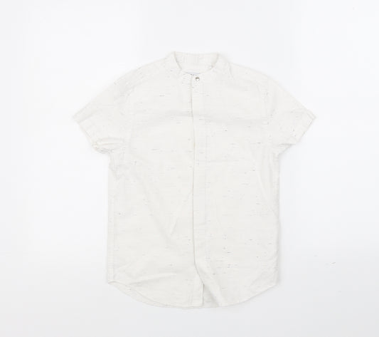 Front view of NEXT boys’ white basic button-up, size 7, years