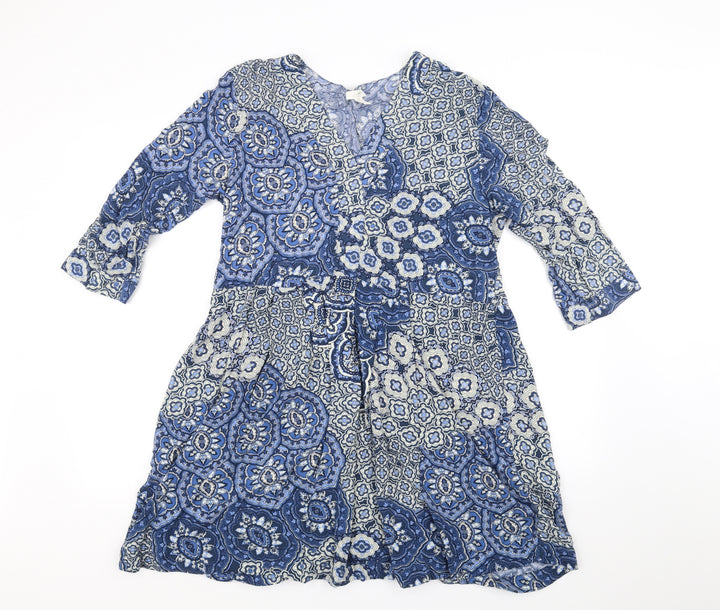 H&M Womens Blue Floral Fit & Flare Size 12