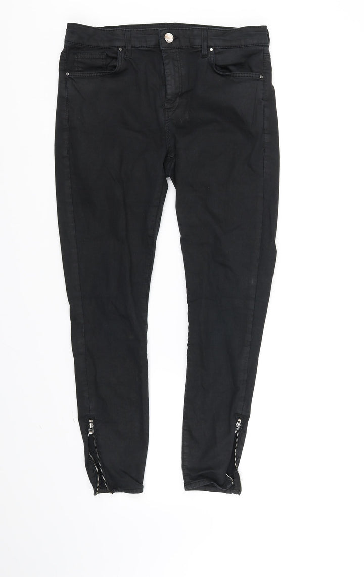 Topshop Womens Black Straight Jeans Size M L30 in