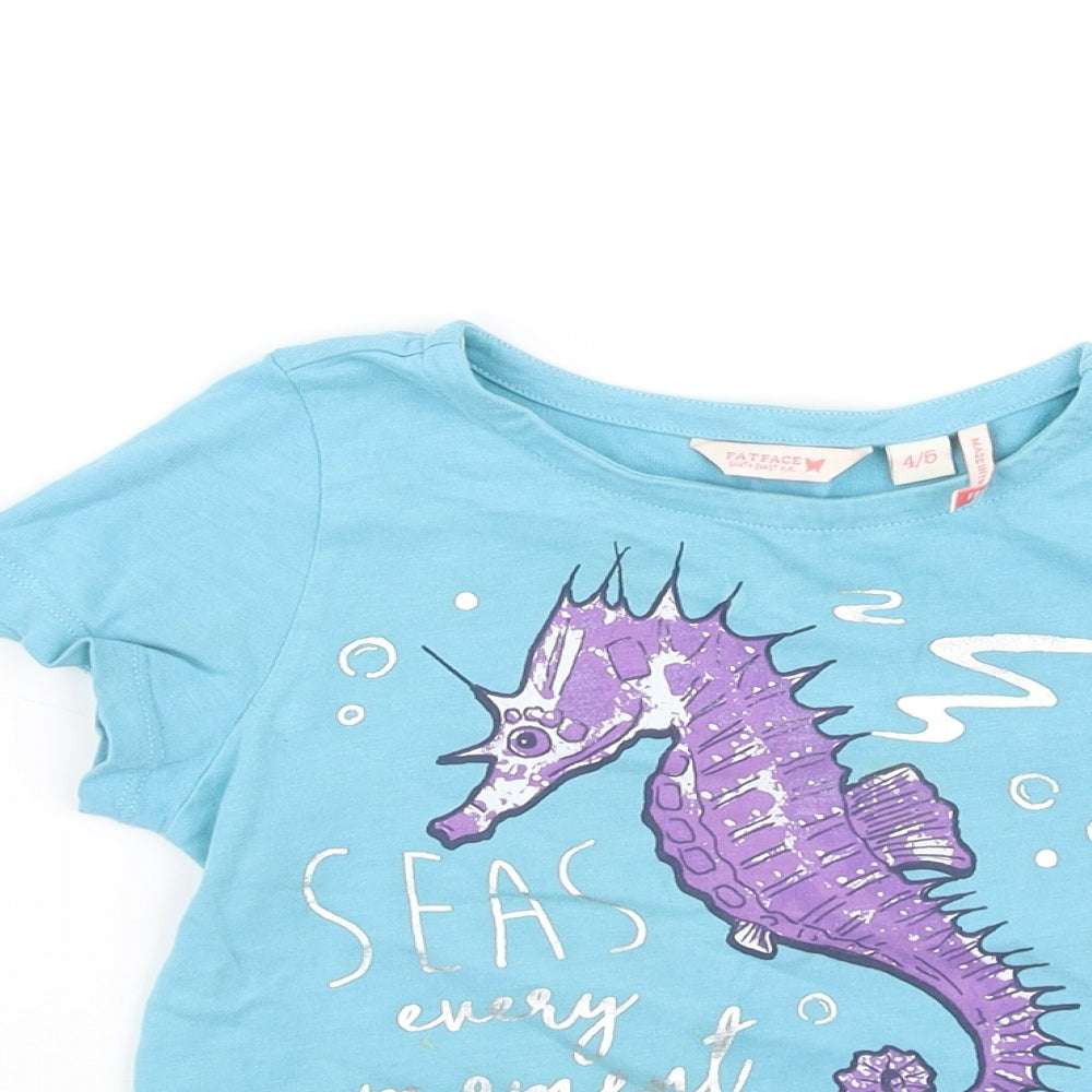 Fat Face Girls Blue   Basic T-Shirt Size 4-5 Years