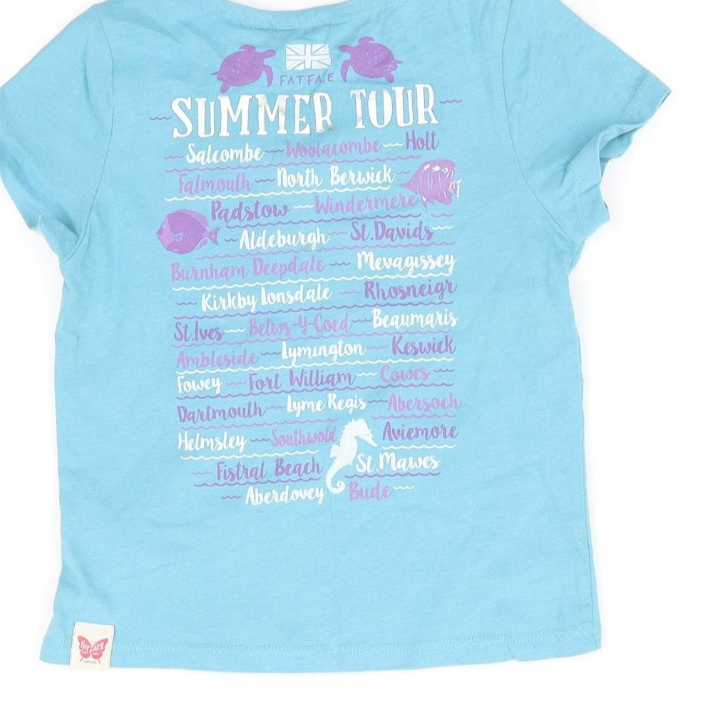 Fat Face Girls Blue   Basic T-Shirt Size 4-5 Years
