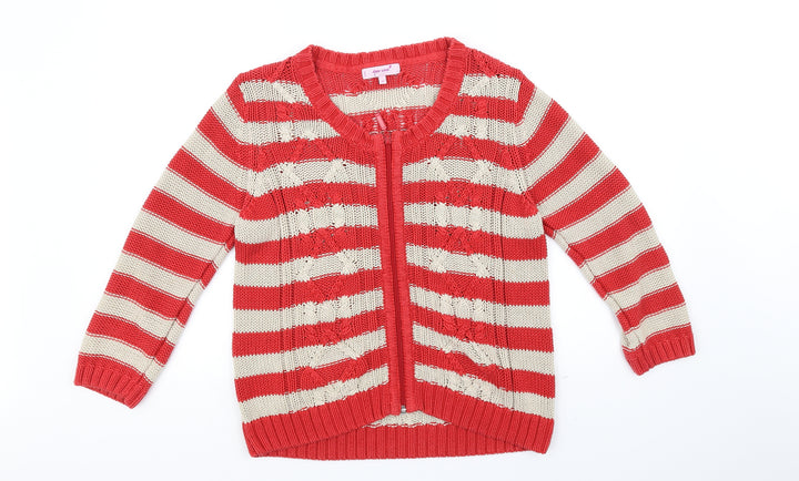 Per Una Womens Red Striped  Full Zip Jumper Size M