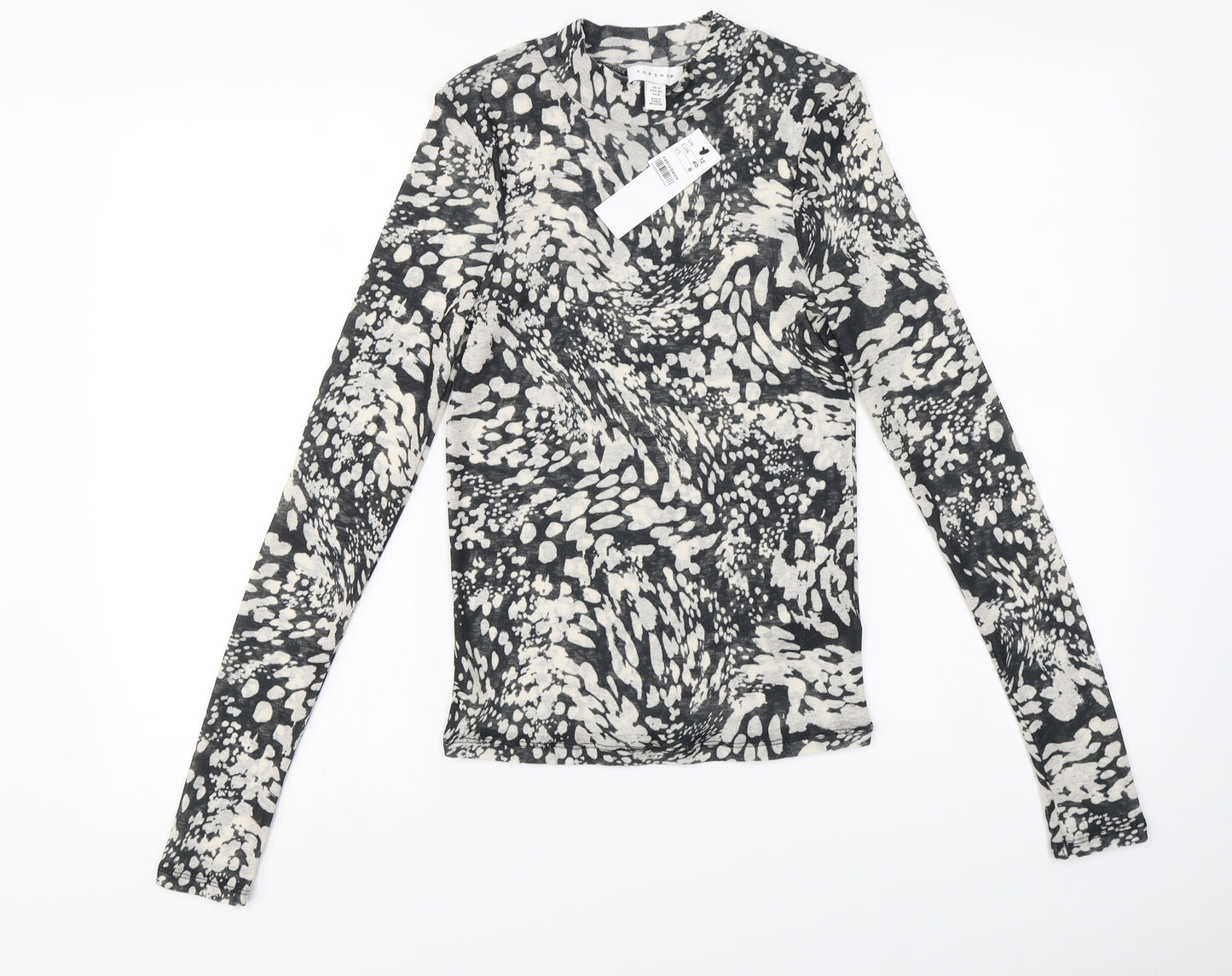 Topshop Womens Ivory Animal Print  Basic T-Shirt Size 12